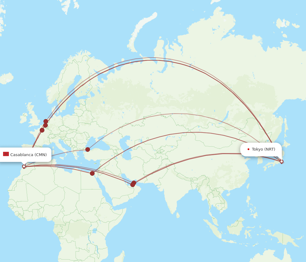 NRT-CMN flight routes