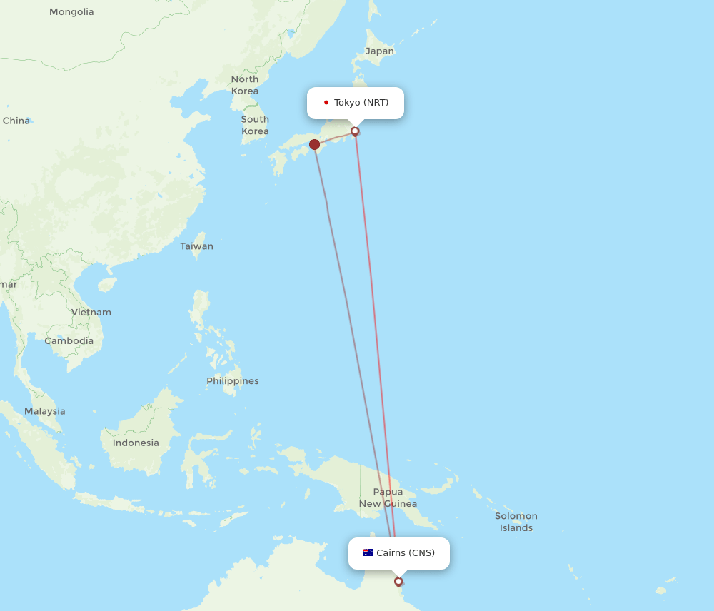 NRT-CNS flight routes