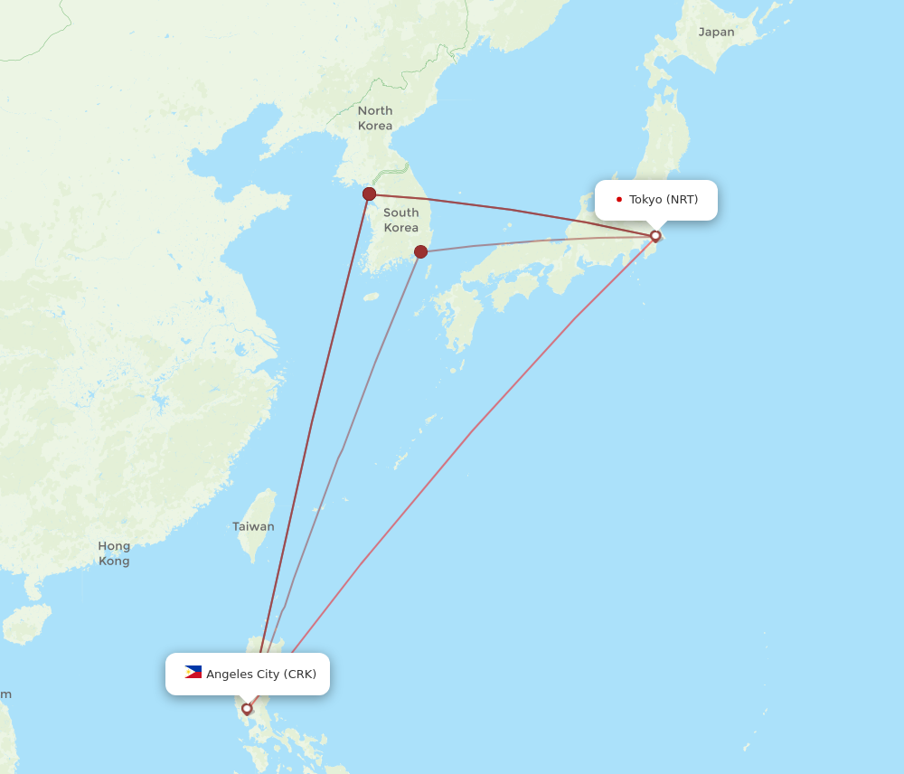 NRT to CRK flights and routes map