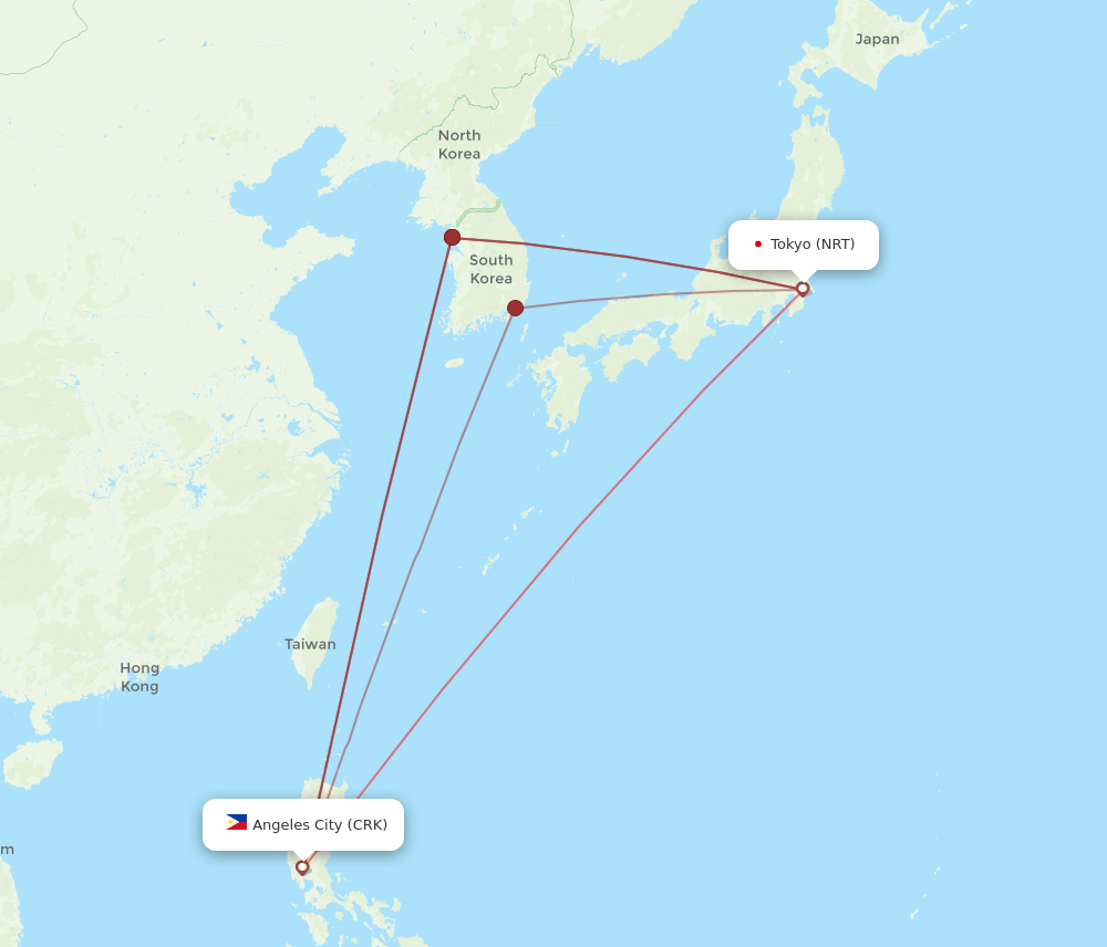 NRT-CRK flight routes