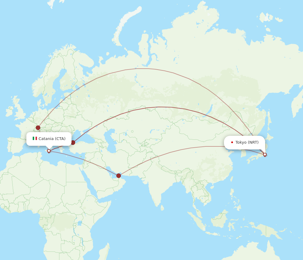 NRT to CTA flights and routes map