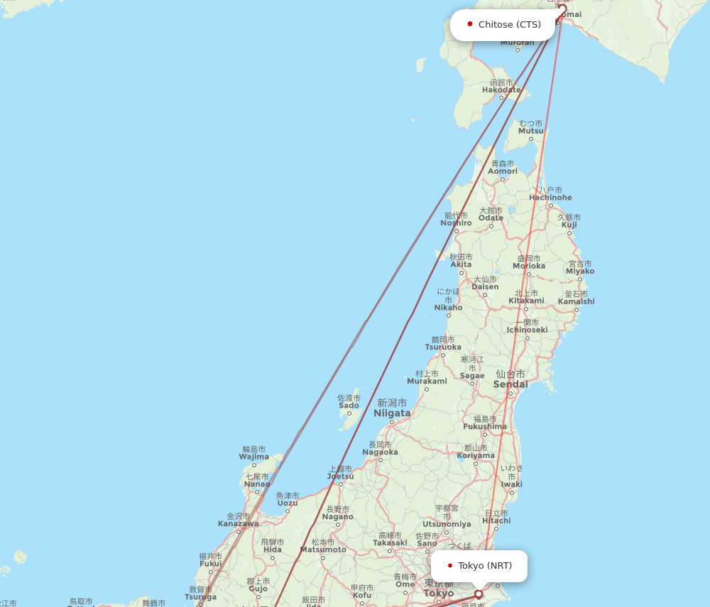 NRT to CTS flights and routes map