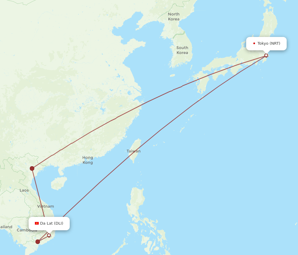 NRT-DLI flight routes