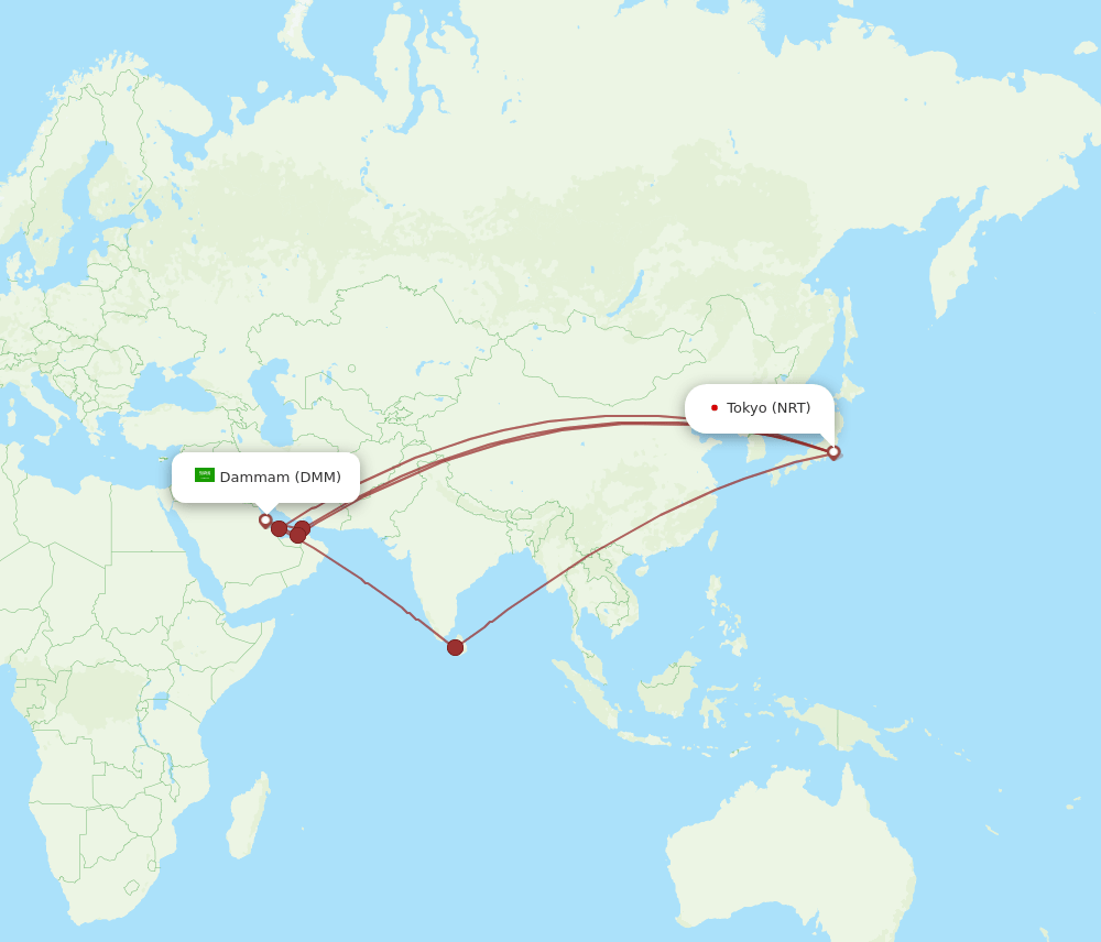 NRT-DMM flight routes