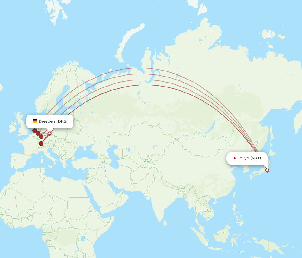 NRT-DRS flight routes