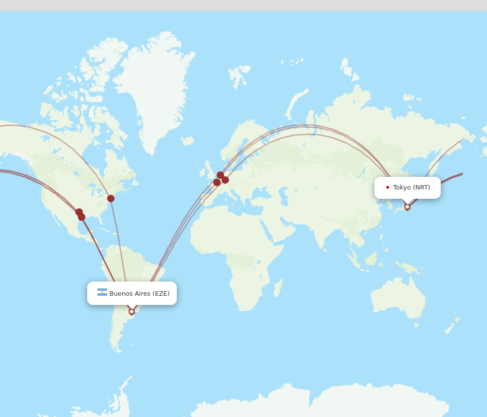 NRT to EZE flights and routes map