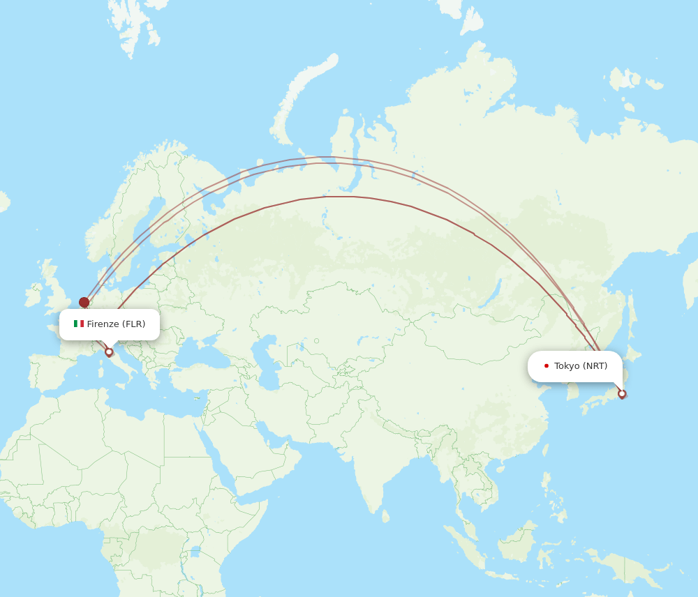 NRT to FLR flights and routes map