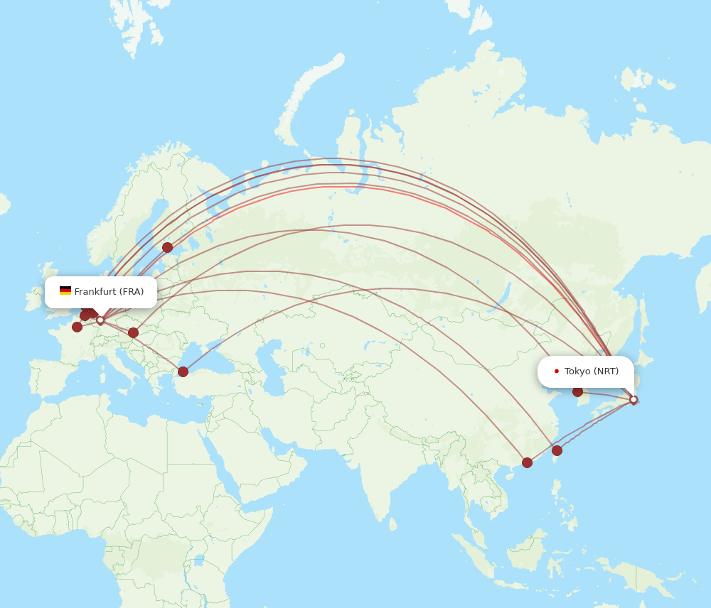 NRT-FRA flight routes
