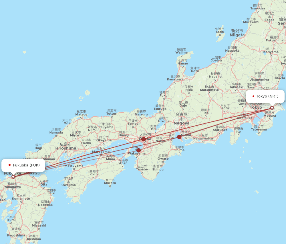NRT-FUK flight routes