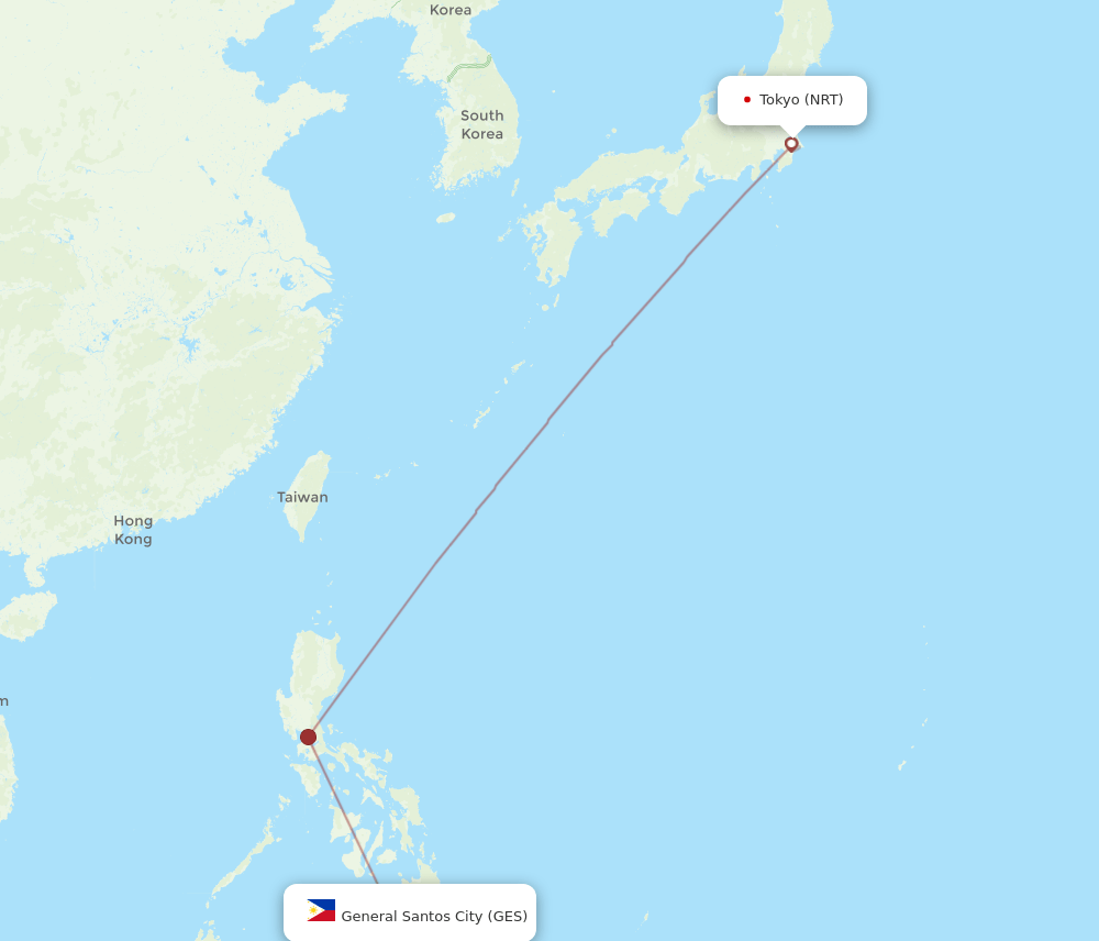 NRT-GES flight routes