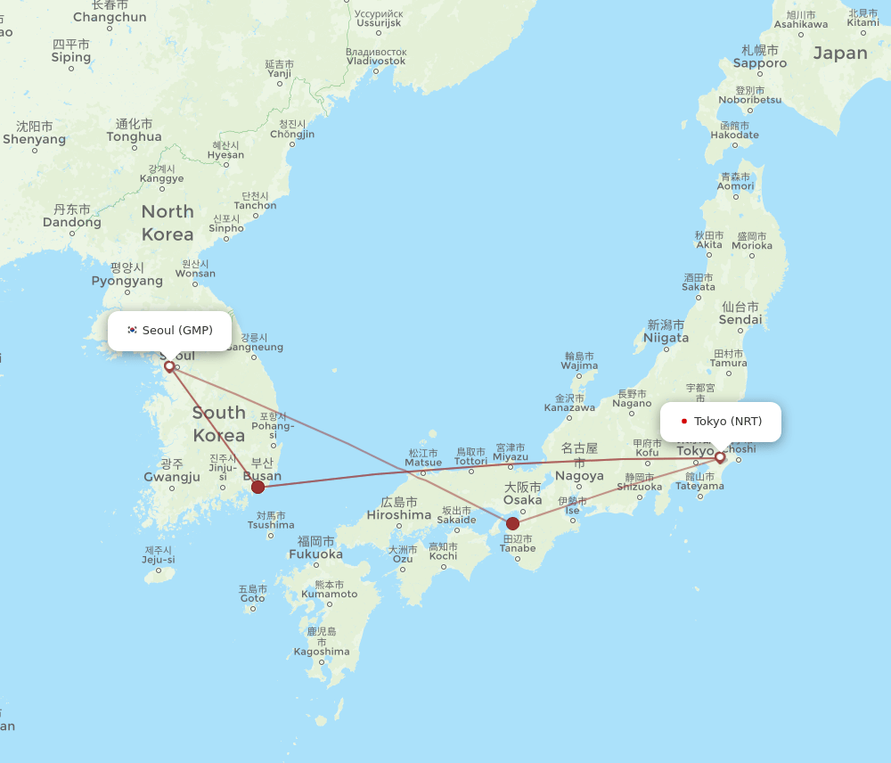 NRT-GMP flight routes