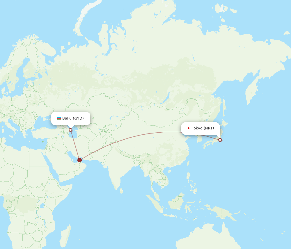 NRT-GYD flight routes