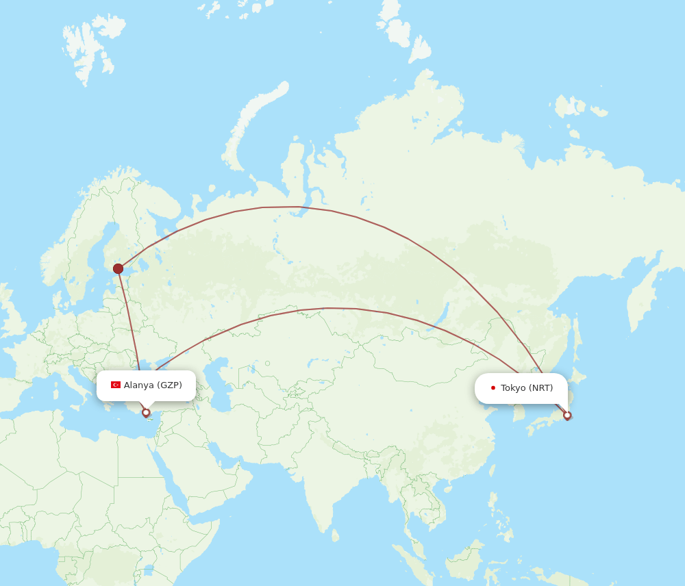 NRT-GZP flight routes