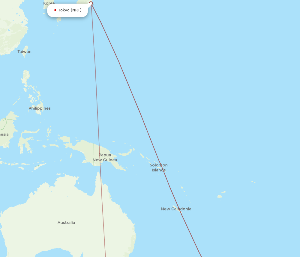 NRT-HBA flight routes