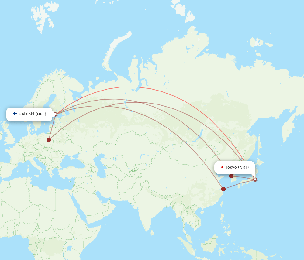 NRT-HEL flight routes