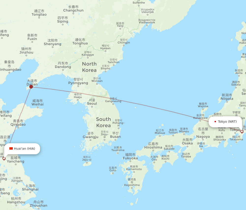 NRT-HIA flight routes
