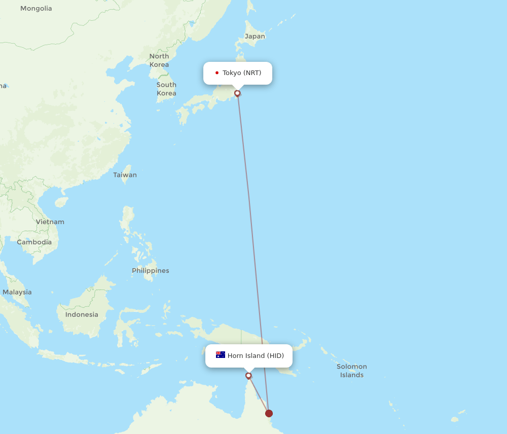NRT-HID flight routes