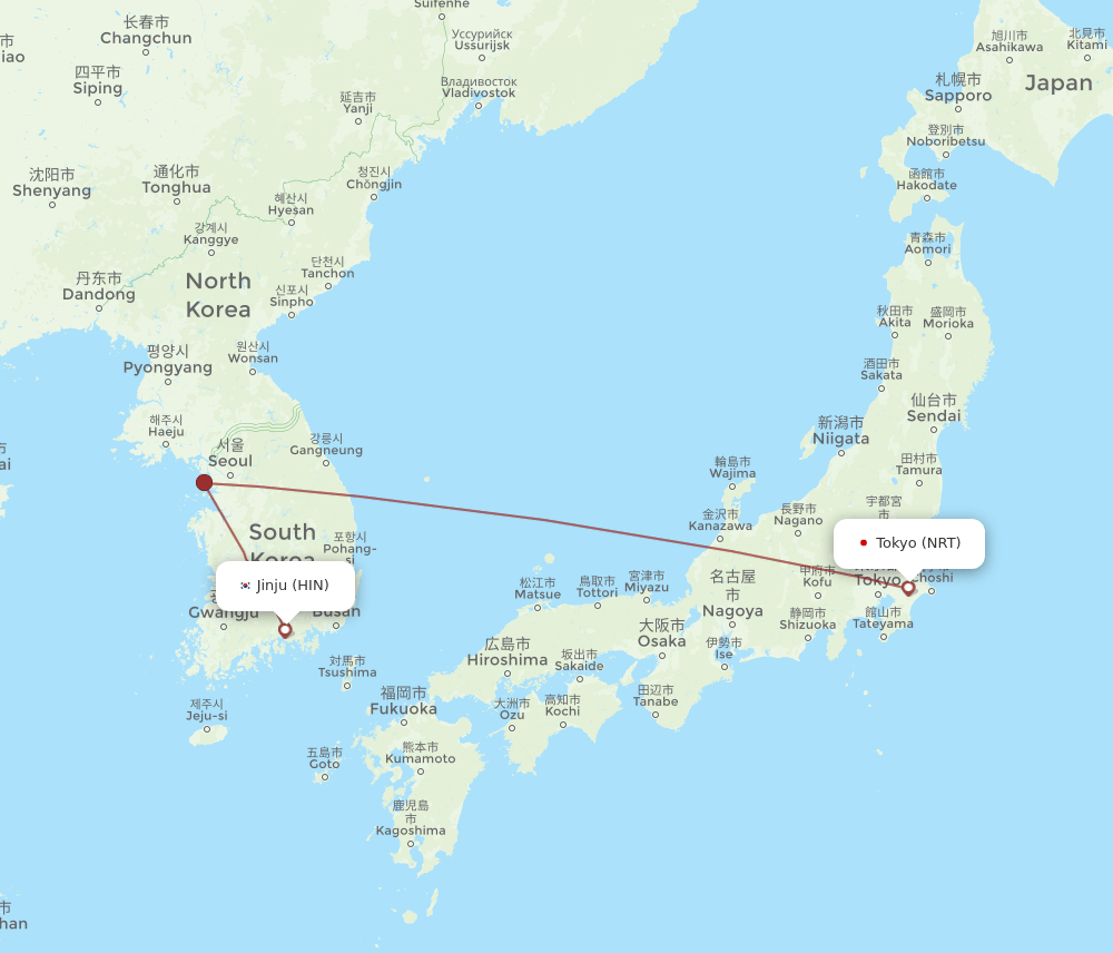 NRT-HIN flight routes