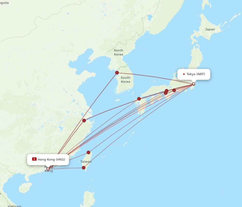 NRT-HKG flight routes