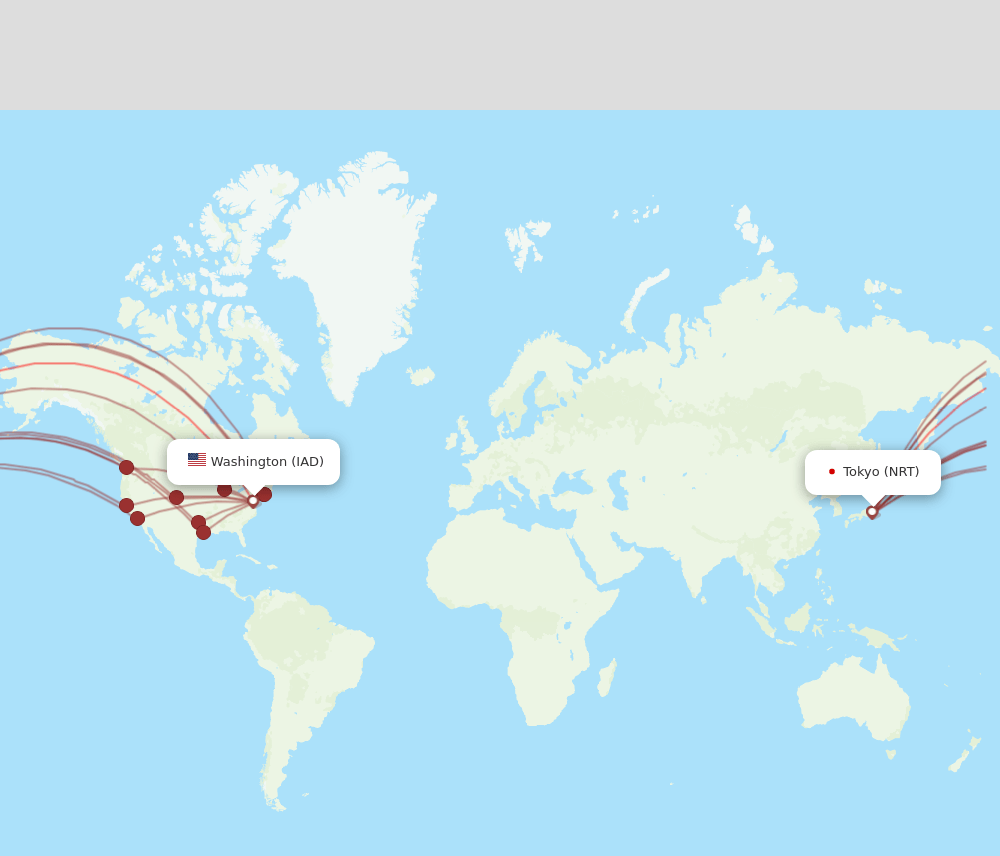 NRT to IAD flights and routes map