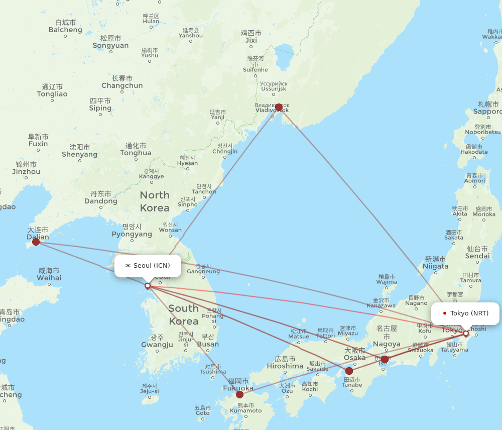 NRT-ICN flight routes