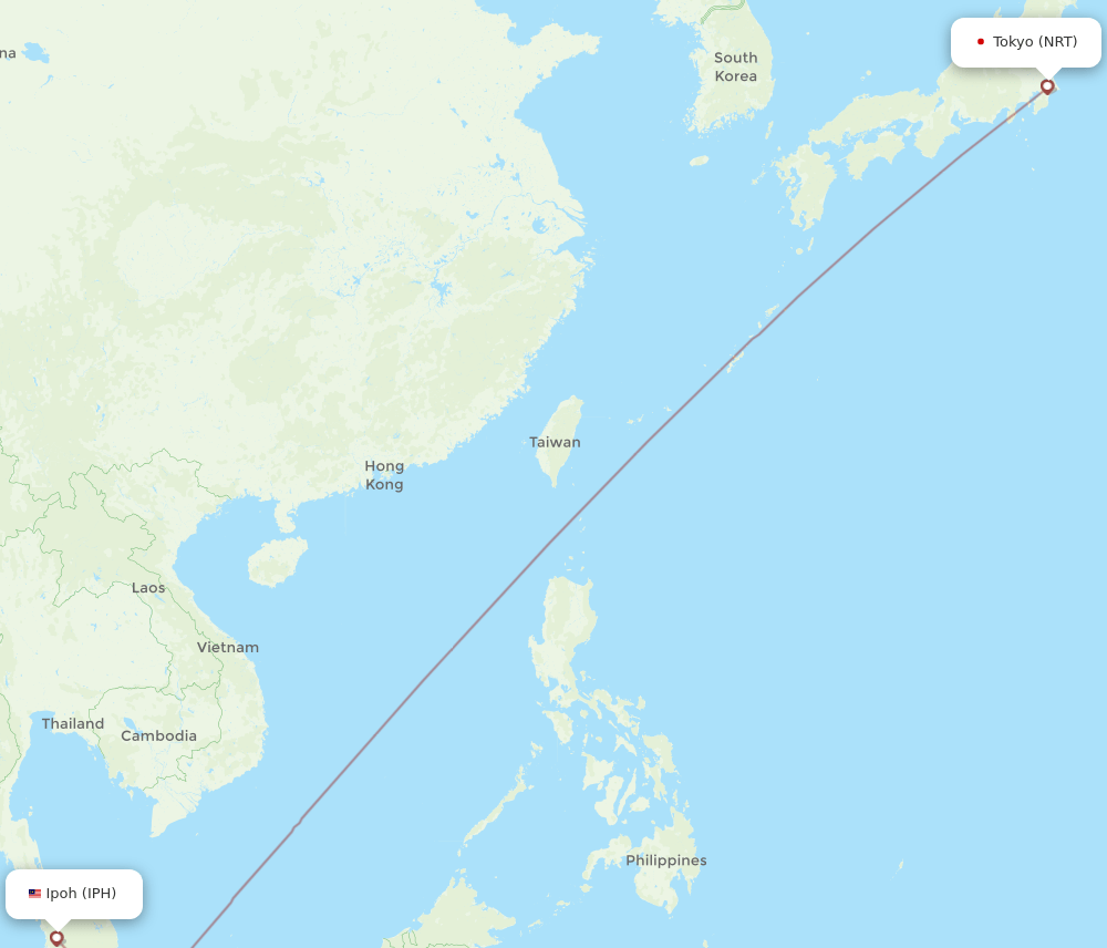 NRT to IPH flights and routes map