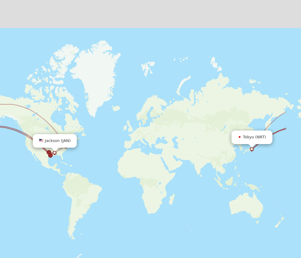 NRT-JAN flight routes