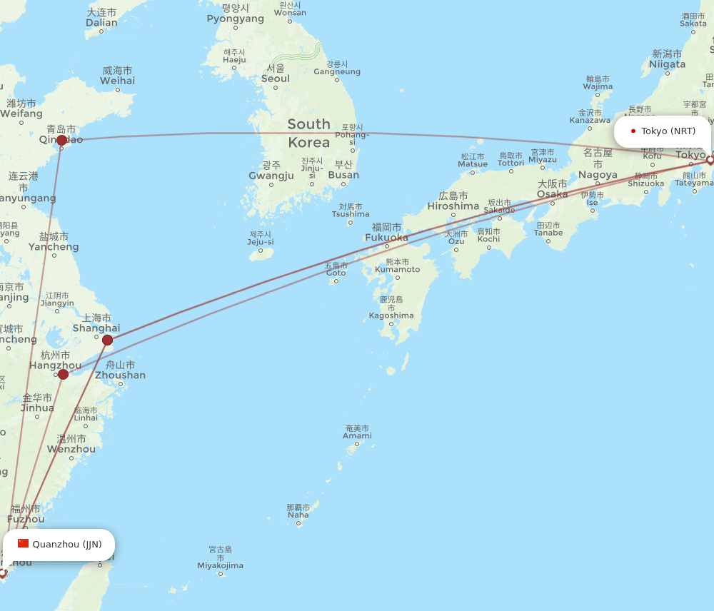 NRT-JJN flight routes