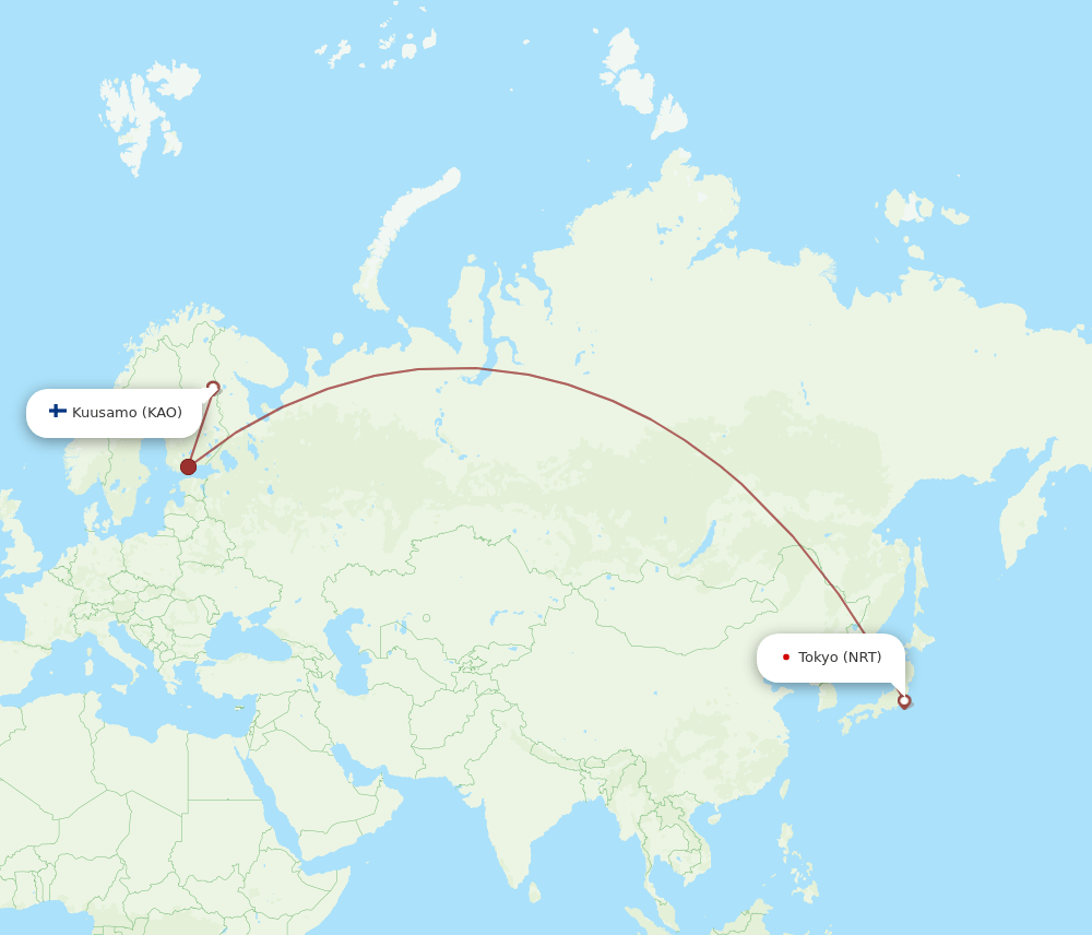 NRT-KAO flight routes