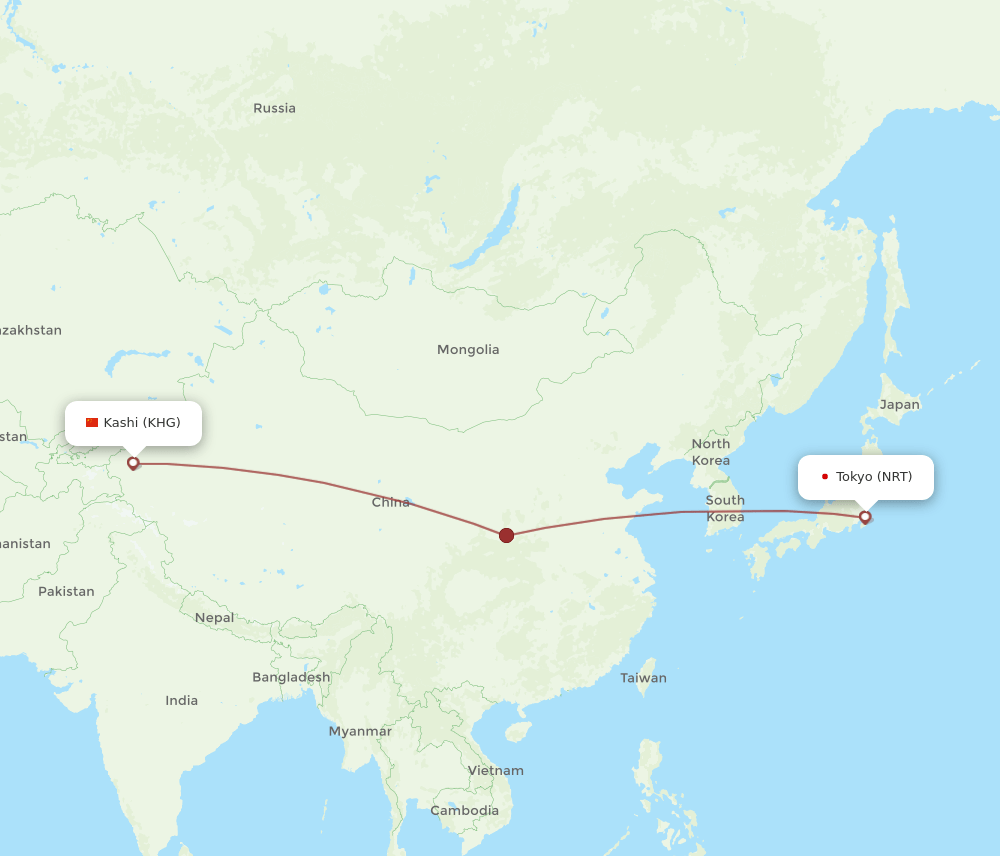 NRT-KHG flight routes