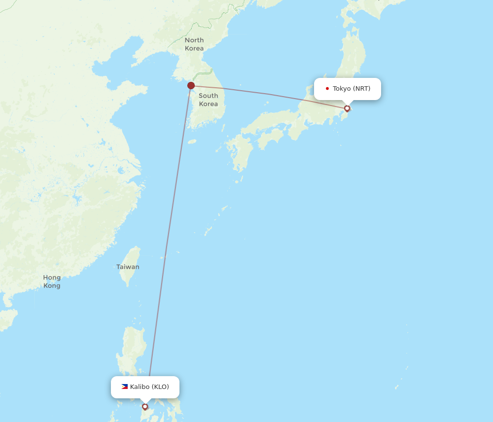 NRT to KLO flights and routes map