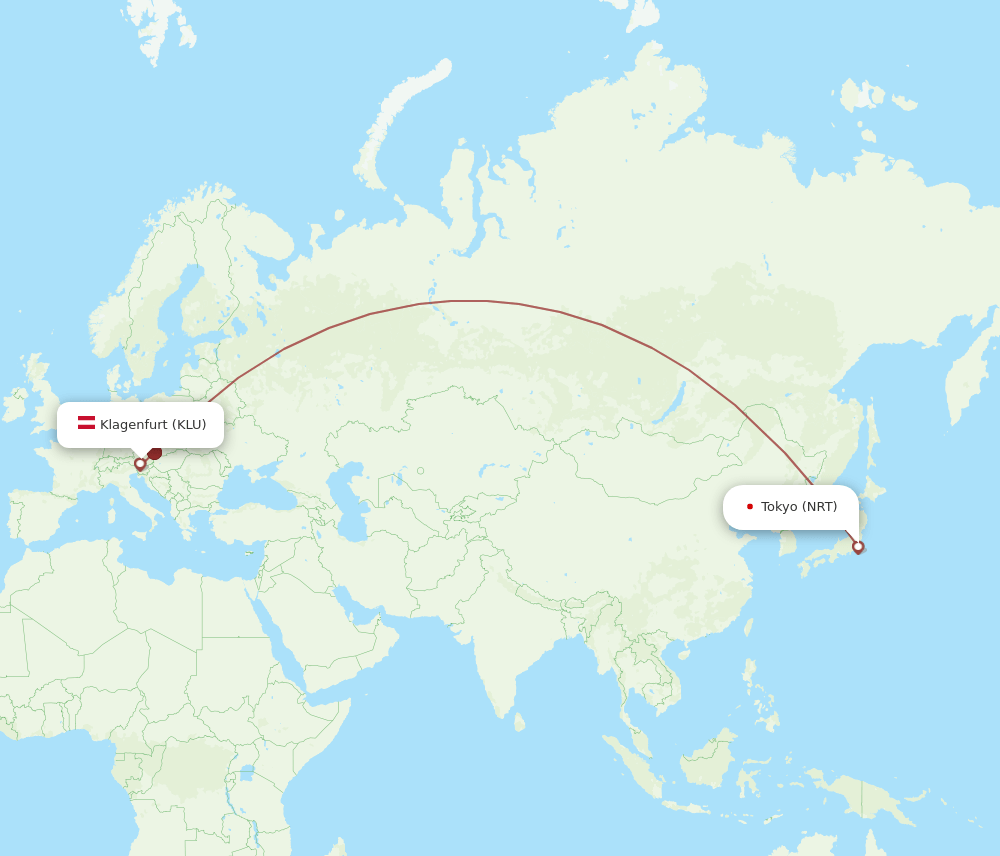 NRT-KLU flight routes