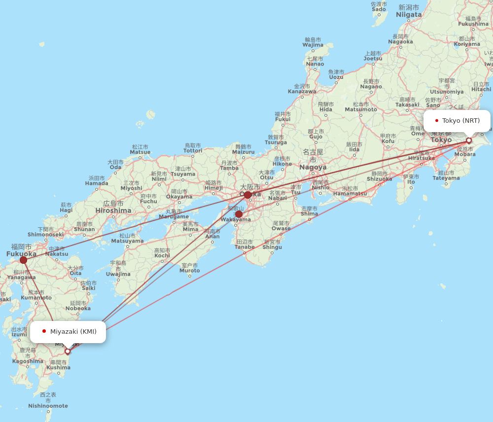 NRT-KMI flight routes