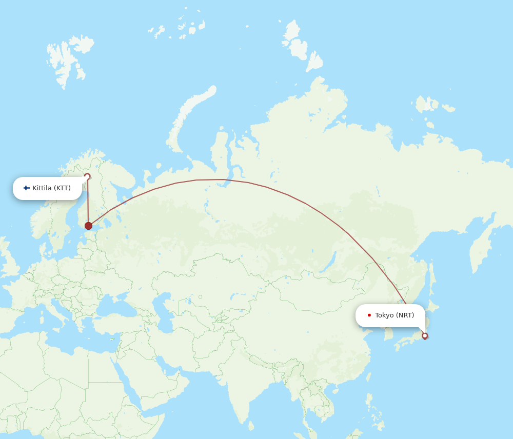 NRT-KTT flight routes