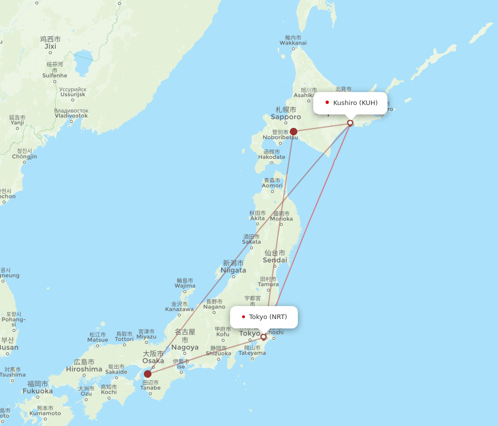 NRT-KUH flight routes