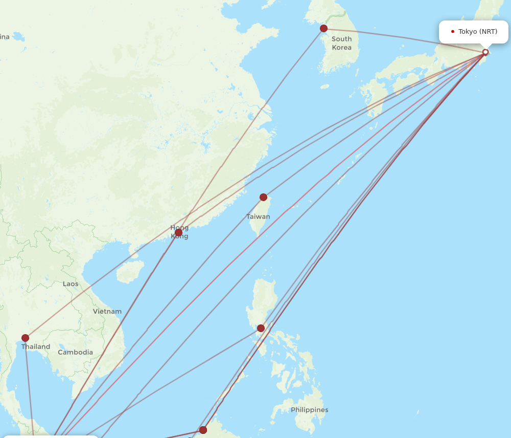 NRT-KUL flight routes
