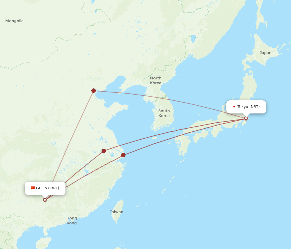 NRT-KWL flight routes