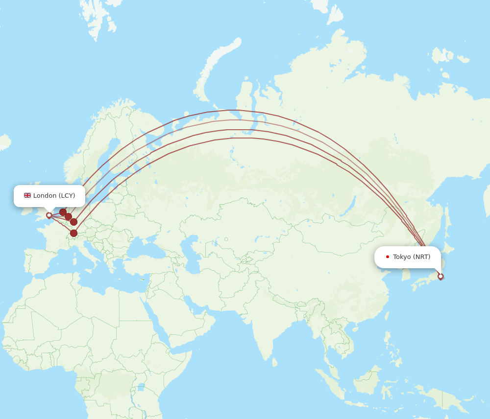 NRT-LCY flight routes