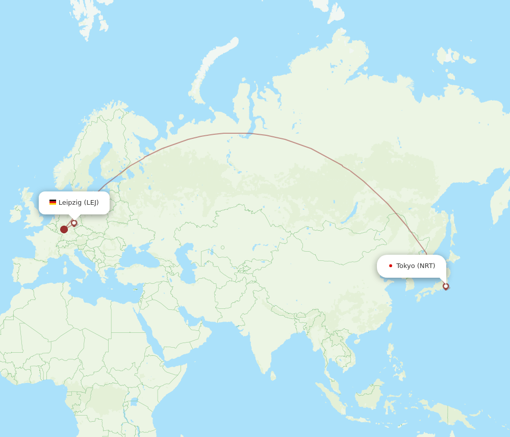 NRT to LEJ flights and routes map