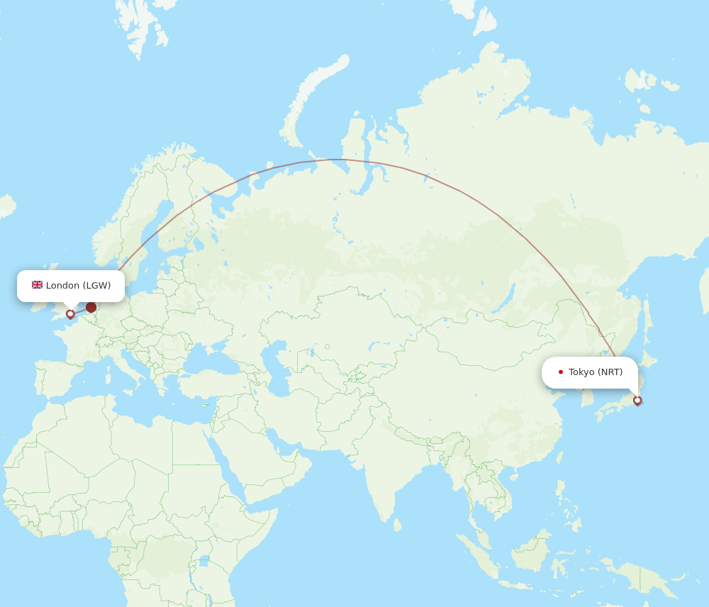 NRT-LGW flight routes