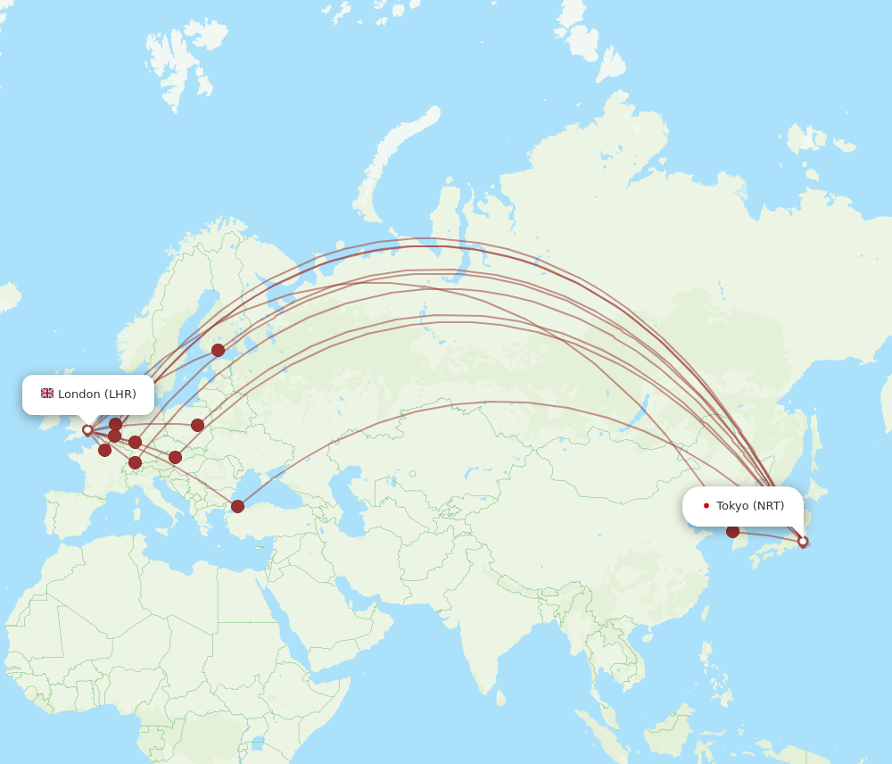 NRT-LHR flight routes