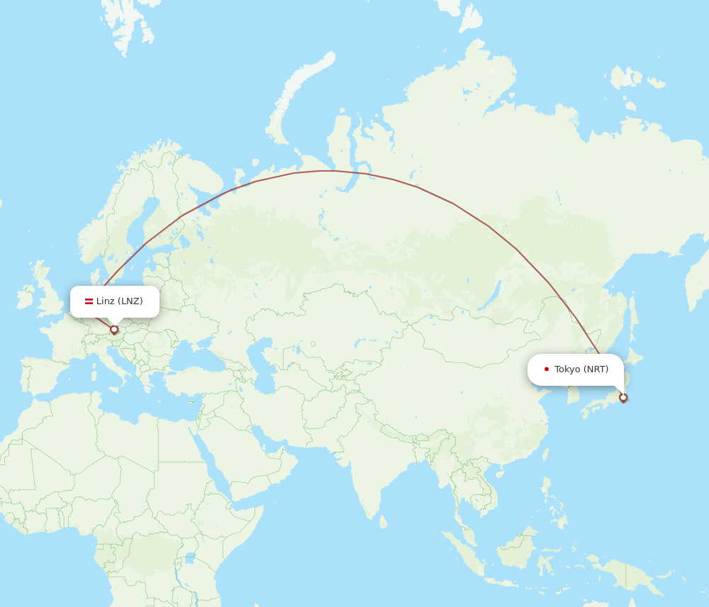 NRT to LNZ flights and routes map