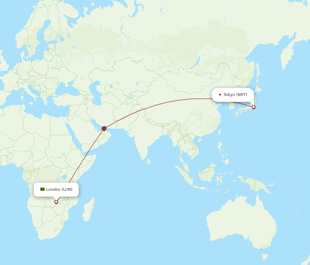 NRT-LUN flight routes