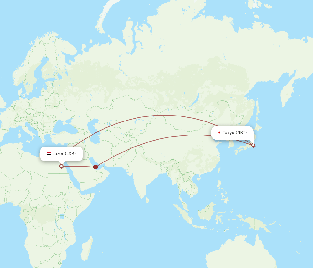 NRT-LXR flight routes