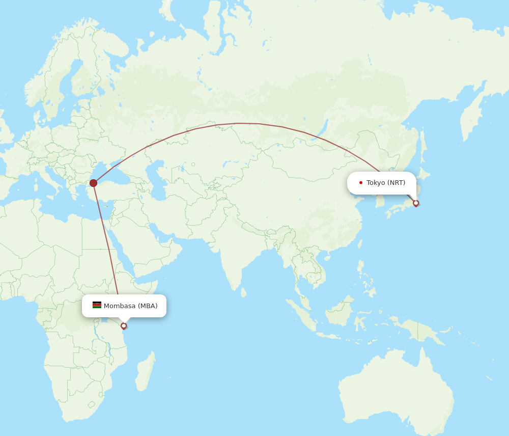 NRT-MBA flight routes