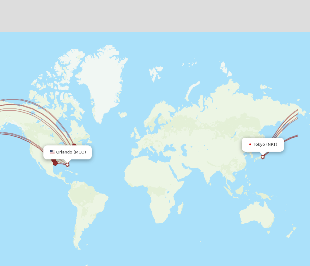 NRT-MCO flight routes
