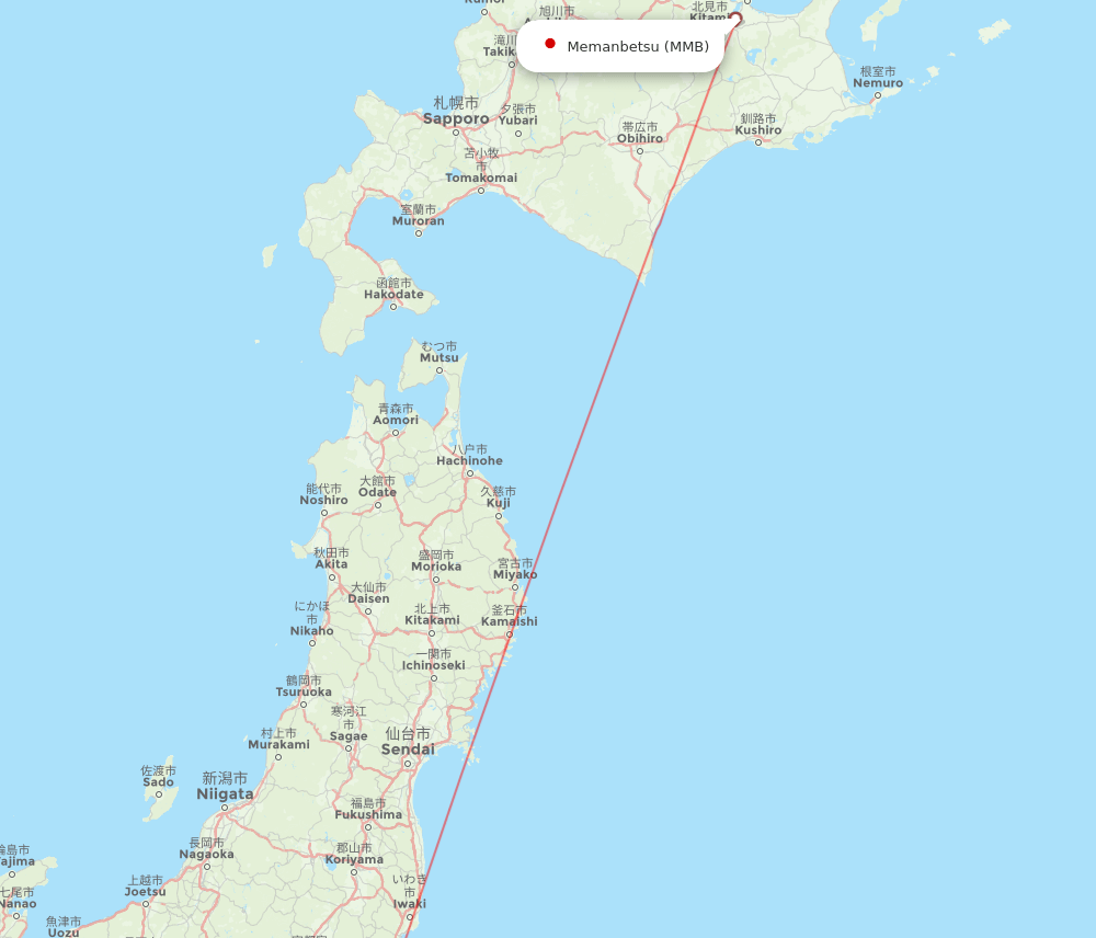 NRT to MMB flights and routes map