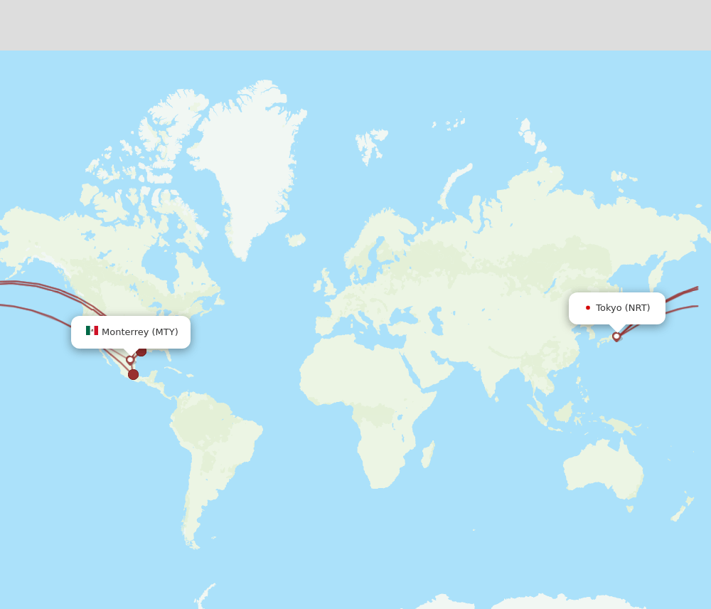 NRT-MTY flight routes