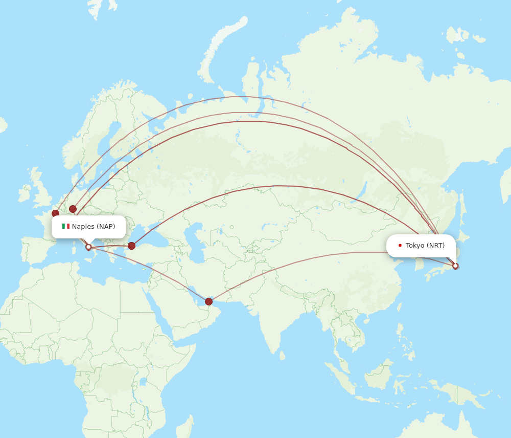 NRT-NAP flight routes
