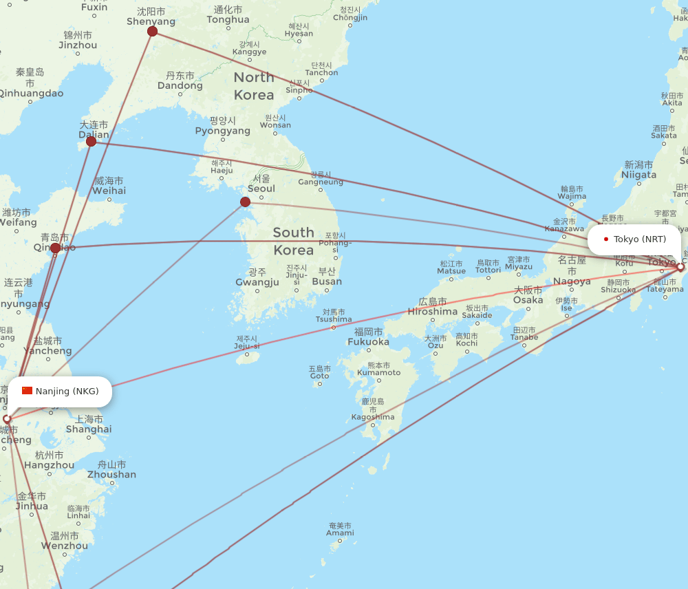 NRT-NKG flight routes